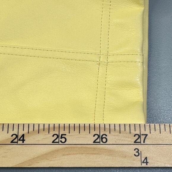 a new day Womens Faux Leather Pants Size 2 Yellow High Rise Pockets Tapered Leg - Picture 9 of 9
